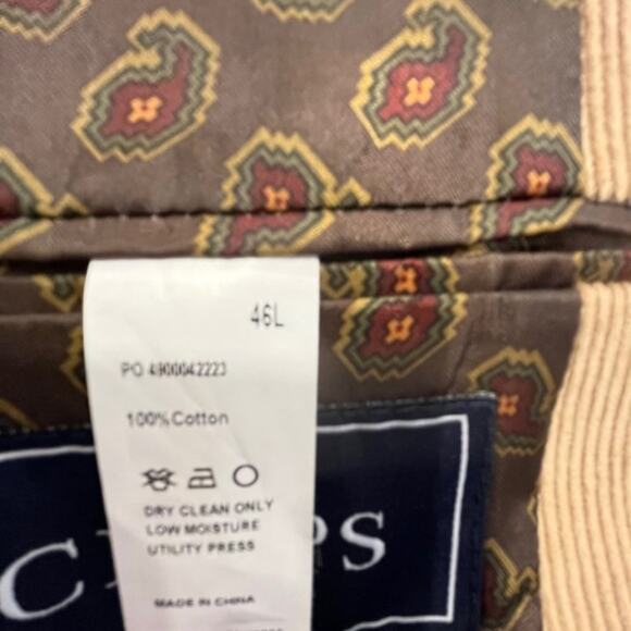 Chaps Men's 46L Camel Corduroy Blazer 100% Cotton Sportscoat Jacket - Picture 8 of 15